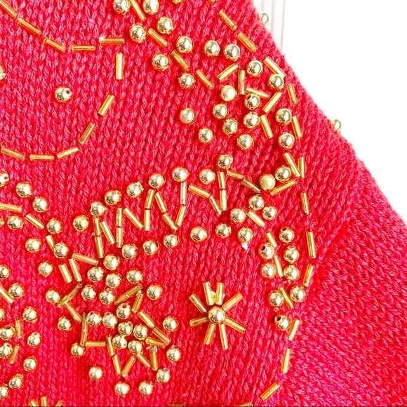 Vintage Sweater V-Neck Western Connection Beaded Knit Raime Cotton Bling M - Picture 4 of 9